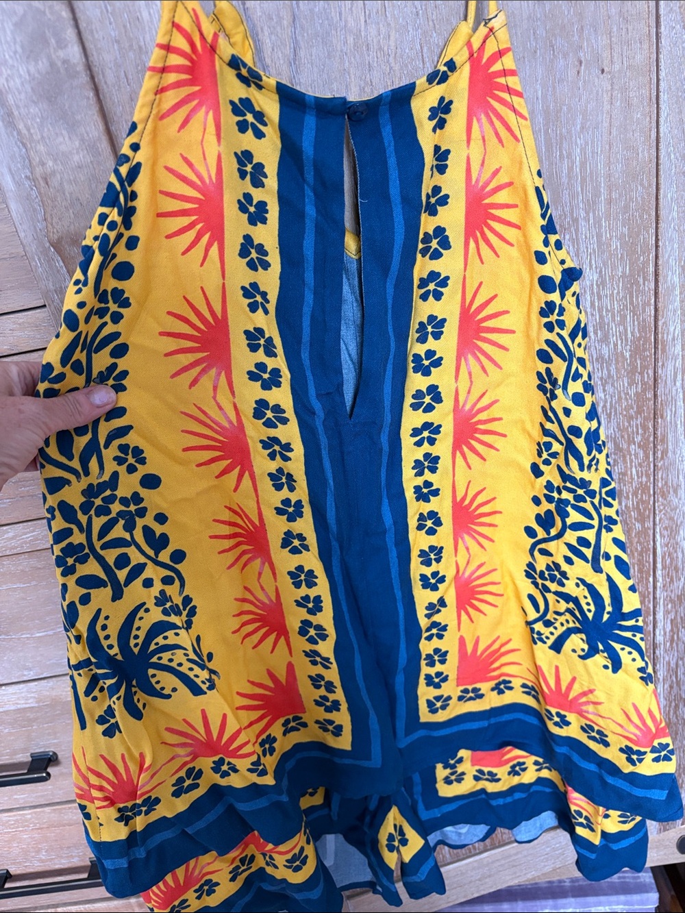 Yellow & Navy Floral Tassel romper - Picture 3 of 5